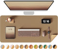 YSAGi Double-Sided Desk Pad, 31.5"x15.7"Leather Desk Mat, Eco Cork Desk Pad Protector,Large Mouse Pad,Waterproof Desk Blotter for Office/Home(Khaki)