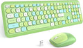 MOFII Wireless Keyboard and Mouse Combo, Colorful Full Size Keyboard with Number Pad, Silent Cute Wireless Mouse, 2.4GHz Dropout-Free Connection, for PC Laptop Computer (Green Color)