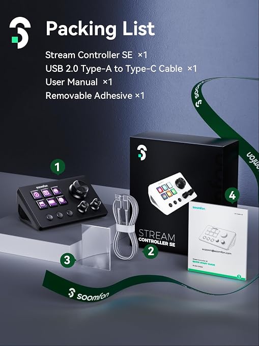SOOMFON Stream Controller SE Stream Control Deck with 6 Customizable LCD Macro Keys to Trigger Actions in OBS Twitch YouTube for Content Creators Streaming Gaming Compatible with PC & Mac
