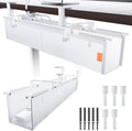 27" No Drill Under Desk Cable Management Tray (White) | Fire-Resistant Thickened Nylon Material, Clip-on Cord Organizer to Hide Power Strip, Heat Dissipation Mesh Design, for Office