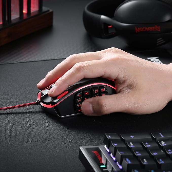 Redragon M990 MMO Gaming Mouse, 32000 DPI High Precision Wired RGB Gamer Mouse w/23 Programmable Buttons, 16 Side Macro Keys, Software Supports, Aluminum Base