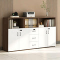 File Cabinet with Password Lock, Wood Lateral Filing Cabinet for Letter/A4 Files, 3 Drawer with Door, Printer Stand with Open Shelves for Home Office