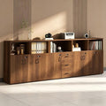 File Cabinet with Password Lock, Wood Lateral Filing Cabinet for Letter/A4 Files, 3 Drawer with Door, Printer Stand with Open Shelves for Home Office