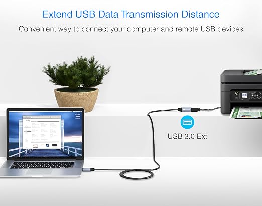 BlueRigger USB 3.0 Extension Cable (3FT - 2 Pack, 5 Gbps, in-Wall CL3 Rated, Type A Male to Female Cord) - Short USB Repeater Extender for VR Headset, Printer, Hard Drive, Keyboard, Mouse, Xbox