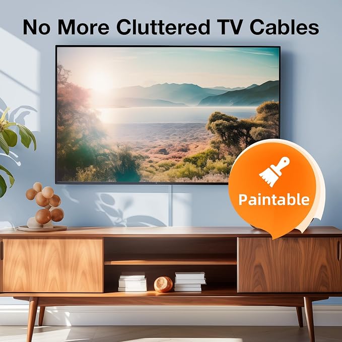 Delamu 157in Cord Covers for Wires on Wall, Cord Hider for 1 Cord, Paintable Cable Hider, Cable Management Wire Covers for Cords,W0.55 H0.4in, Black