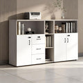 File Cabinet with Password Lock, Wood Lateral Filing Cabinet for Letter/A4 Files, 3 Drawer with Door, Printer Stand with Open Shelves for Home Office