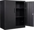 36" H Metal Garage Cabinet, 2 Doors Storage Cabinets, Steel Utility Tool Caninet, Short Locking Caninets with Adjustable Shelves, Black Lockable File Cabnet Cupboard for Home/Office/School/Shop