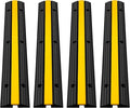 Happybuy 4 Pack of 1-Channel Rubber Cable Protector Ramps Heavy Duty 18000Lbs Load Capacity Cable Wire Cord Cover Ramp Speed Bump Driveway Hose Cable Ramp Protective Cover | Heavy Duty, 18000Lbs Load Capacity, Speed Bump Driveway, Hose Cable Ramp