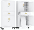 erosoei 75" H Metal Garage Storage Cabinet, Rolling Tool Cabinet | with 2 Doors and Wheels, Locker Steel Cabinet with 4 Adjustable Shelves and Drawer, Organization Cabinet for Garage,Home,Gym