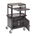 ECR4Kids Mobile AV Presentation Media Stand and 12-Bay Charging Cart, Technology Trolley, Black