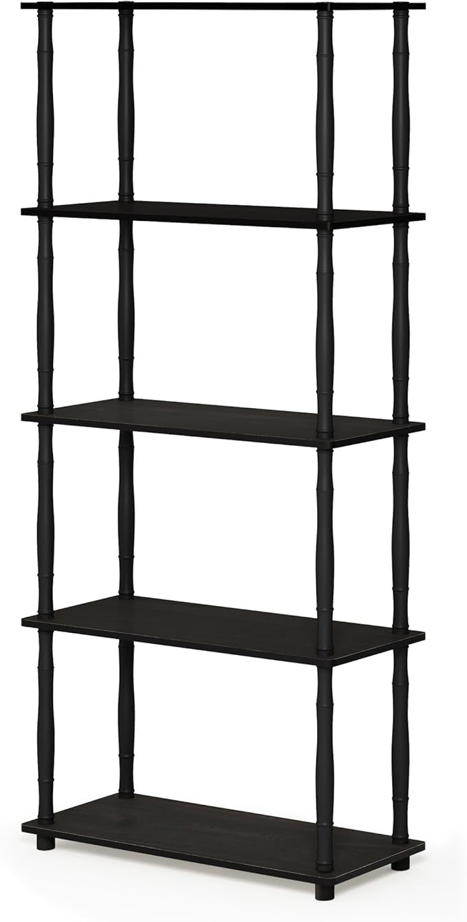 Furinno Turn-N-Tube 5-Tier Multipurpose Shelf / Display Rack / Storage Shelf / Bookshelf, Classic Tubes, Espresso/Black