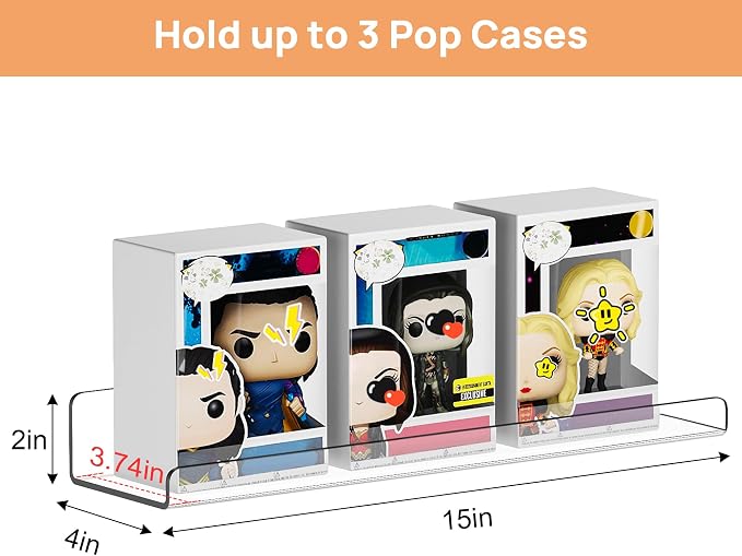 upsimples 10 Pack Acrylic Shelves Wall Organizer and Storage, 15" Display Shelf for Figure, Toy Cars, Perfume, Kids Bookshelf for Bedroom, Nursery, Craft Room, Clear