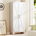 Baborokic 71H Tall Metal Storage Cabinet with 2 Doors and Adjustable Shelves,Farmhouse Storage Cabinet with Barn Doors,Pantry Storage for Home,Office,Dining Room,Kitchen(White)
