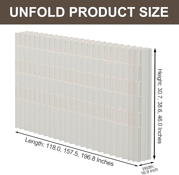 Modern Folding Room Divider for Space Separation, 5.2ft Tall Honeycomb Accordion Privacy Screen, Kraft Paper Portable Freestanding Partition Wall, No Drilling (Style-C, L157.5 x H78.7 Inch)