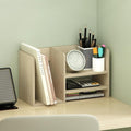 Furinno Hermite Desk Organizers, Office Organization with Accessories and Vertical File Holder, Desktop Book Shelf, for Office Supplies, Desk Accessories, for Study Room, Dorm, Natural Oak