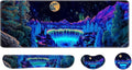 Desk Pad and Keyboard Wrist Rest, Large Mouse Pad + Keyboard Pad+Mouse Wrist Support, Non-Slip Desk Mat Protector for Office, Home 31.5×11.8 Inches Waterfall