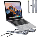 Mukiya 5-in-1 USB C Hub Adjustable Aluminum Laptop Stand, 4-Port USB A 3.0 with 5Gbps Data Transfer USB C Hub Docking Station [Charging Not Supported] for MacBookPro/Air/Dell/HP/Lenovo