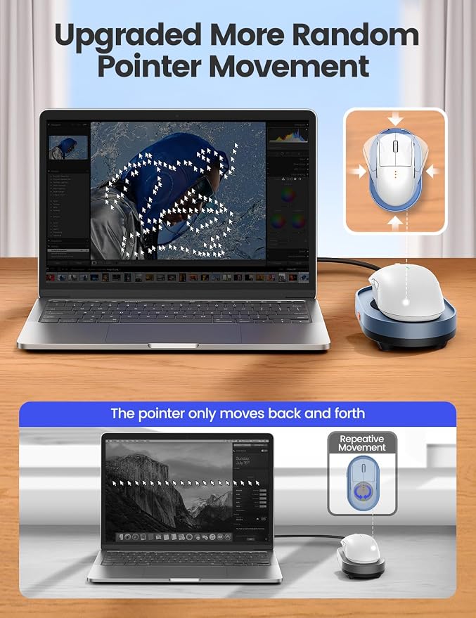 Vaydeer Undetectable Mouse Mover, M3 Mouse Jiggler Device with ON/Off Switch, Driver-Free Shaker Wiggler Mouse Movement Simulation for Computer Awakening, Gift Ideal for Men/Women (Light Purple)