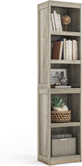 LINSY HOME 5-Shelf Bookcase, Narrow Bookshelves Floor Standing Storage Shelves 68 in Tall Bookcase Home Decor Furniture for Home Office, Living Room, Bed Room - Light Brown