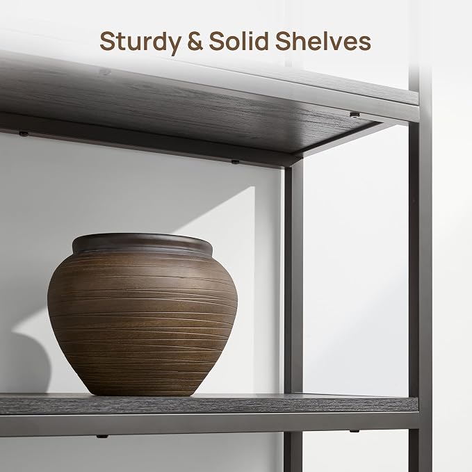 SICOTAS Fluted Book Shelf with Doors - 75" Tall Bookshelf with Storage 6 Tier Large Bookcase with Bottom Cabinet - Modern Metal Book Case for Living Room, Home Office, Kitchen, 3 Pieces