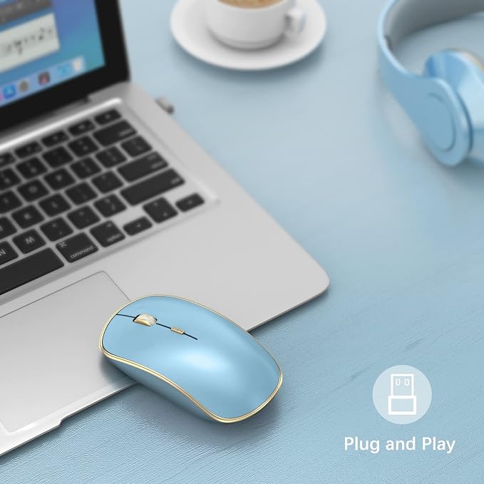 JOYACCESS Wireless Mouse for Laptop | 5 DPI Levels, Silent for Notebook, MacBook, Chromebook, PC - Blue