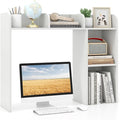 GOFLAME 5 Shelves Desktop Bookshelf, Wood Desk Hutch Dorm for Computer Desk, Countertop Display Rack, 3-Tier Desk Storage Organizer Shelf for Dormitory, Home Office, Study, White