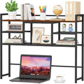 Snughome Desk Shelf, 38.6" Desktop Bookshelf, Desk Hutch Dorm, Countertop Storage Hutch with 5 Shelves for Computer Desk, Multipurpose Wood Desktop Display Organizer Rack for Home Office Dorm