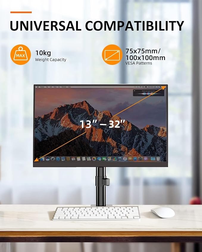 Suptek Single Monitor Mount, Adjustable Monitor Arm Desk Mount Stand for 1 / One Screen up to 32 inch Screen(MD9401)