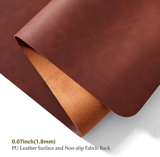 Distressed Leather Desk Mat - Non-Slip PU Desk Pad for Office and Home - Desk Organization and Accessories - Ideal for Large Mouse Pad and Desk Mats on Top of Desks(Mahogany,36"x 17")