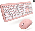 X9 Pink Keyboard and Mouse Wireless | Cute Wireless Keyboard and Mouse Combo - Transform Your Space with a Colorful Keyboard and Mouse Set for PC Laptop and Chrome (Pink/White)