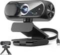 2K Webcam with Rotatable Tripod and Mic, Noise Cancellation, Privacy Cover, Wide-Angle Lens, Auto Light Correction, Plug & Play USB Webcam for Laptop, Desktop, PC, Mac, Zoom, Skype, Streaming