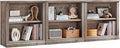 RWYHG 30" Grey Bookshelf Set of 3,2-Tier Thick Wood Book Shelf with Adjustable Shelve,Free Standing Farmhouse Bookcase with Open Display Storage,Floor Vintage Bookshelves for Living Room,Office
