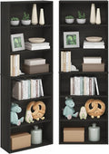Furinno Jaya Book Shelf Set of 2, 6-Tier Bookshelf, Bookcase, 9.5 x 24.6 x 71, for Home Office, Living Room, Espresso