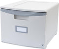 Storex Plastic One-Drawer File Cabinet – Locking Document Organizer for Home and Office, Gray, 1-Pack (61261A01C)