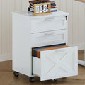 3-Drawer Rolling File Cabinet with Lock - Wooden Mobile Filing Cabinet for Home Office, Under Desk Storage Organizer fits Letter/A4/Legal Size, Sturdy Printer Stand with Locking Casters, White