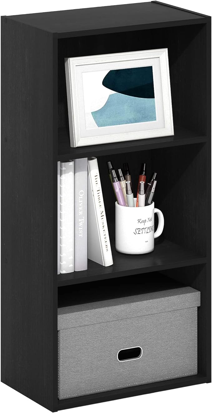 Furinno Luder 3-Tier Open Shelf Bookcase, Blackwood