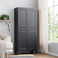 Yizosh Metal Pantry Cabinet,Tall Kitchen Pantry Storage Cabinet with Doors and Adjustable Shelves - 61" Black Cupboard Cabinet for Kitchen, Living Room,Dining Room,Home