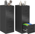 GAIOUS Metal Vertical File Cabinet with Lock, Home Office 3 Drawer Cabinet | 3 Drawer Filing Cabinet, Beside Desk File Cabinet, Black Lockable Storage Cabinet, Fits Letter/Legal/A4 Size