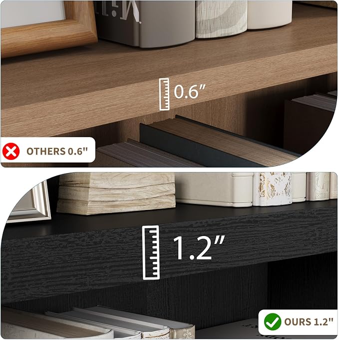Rresyet 2 -Tier Bookcase, 31" Tall Book Shelf, 29” Wide Bookshelves, Wooden Bookcase Display Storage for Home Office, Living Room and Study Room (Black)