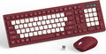 Wireless Keyboard and Mouse Combo, Full-Sized Wireless Keyboard and Adjustable DPI Mouse, 2.4GHz USB Receiver, Keyboard and Mouse for PC, Windows, Desktop, Laptop (Wine Red-B)