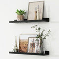 FLYJOE Picture Ledge Shelf, Floating Shelves Set of 2, 24 Inches Nursery Book Shelves for Toys Storage, Kids Bookshelf Wall Mounted for Living Room Bedroom Decor Books Photo Frames, Black