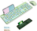 X9 Wired Keyboard and Mouse Combo - Retro Typewriter Keyboard with Round Keycaps, Soft White Backlight, Phone Dock, 109 Full-Size Keys, Cute Wired Green Keyboard and Mouse for Laptop, PC & Chromebook