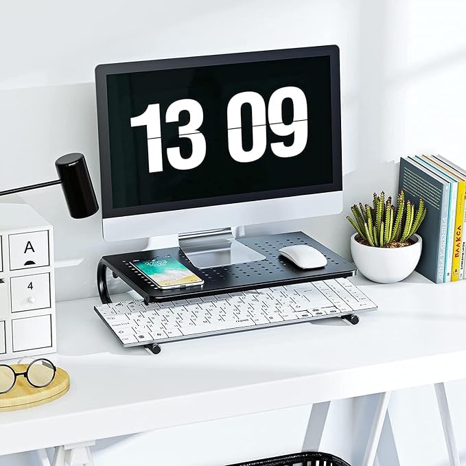 HUANUO Monitor Riser for Desk, Desk Organizer,Laptop Shelf w/Vented for Screen, Computer Stand for PC, Printer, for Home & Office