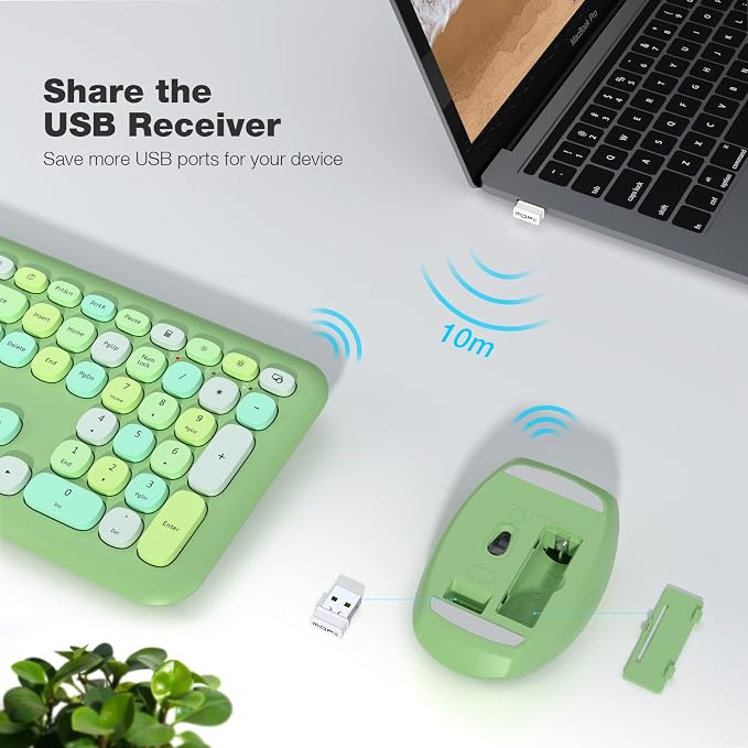 MOFii Wireless Keyboard and Mouse Combo, Computer Full Size Keyboard, 2.4GHz USB Dropout-Free Connection, Cute Wireless Moues for PC/Laptop/Mac Computer