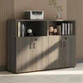 File Cabinet with Password Lock, Wood Lateral Filing Cabinet for Letter/A4 Files, 3 Drawer with Door, Printer Stand with Open Shelves for Home Office