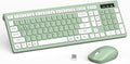 Wireless Keyboard and Mouse Combo, 2.4G Full Size Silent Keyboard with Fn Multimedia Keys for Office and Home, 3-Level DPI Adjustable Quiet Mouse for Windows,Mac OS Desktop/Laptop/PC(Avocado Green)