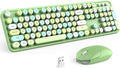 MOFII Wireless Keyboard and Mouse Combo, 2.4GHz Retro Full Size Typewriter Keyboard with Number Pad & Wireless Mouse for Laptop, PC, Desktop, Mac, Windows - Green Colorful