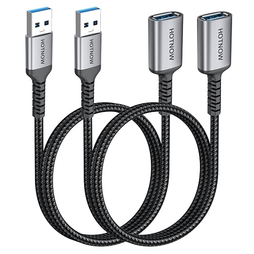 USB 3.0 Extension Cable [5FT 2Pack] Nylon Braided USB A-Male to A-Female Extender Compatible with Webcam, Camera, Hub, Mouse, Keyboard, Hard Drive, Headset,Gamepad, Printer, Memory Disk.