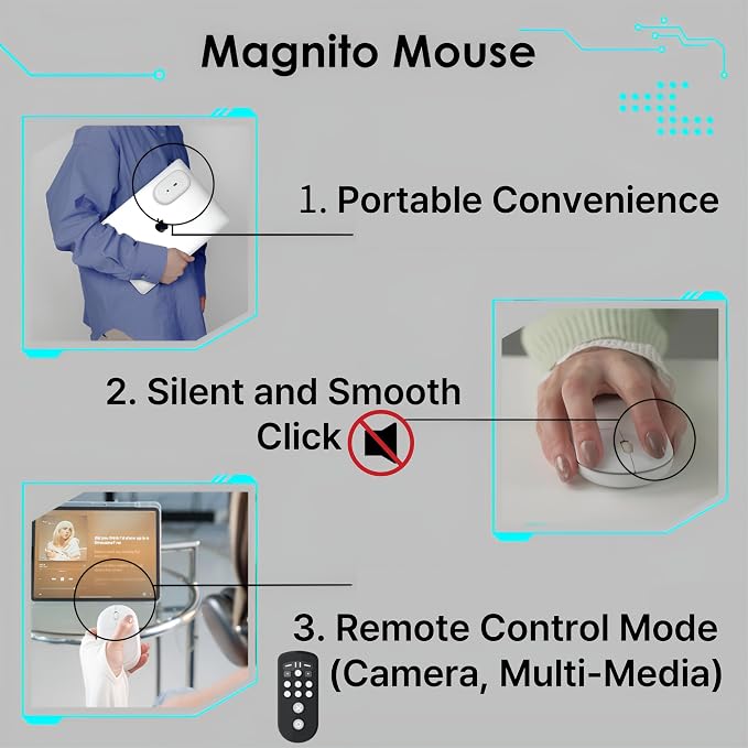 Magnito – Magnetic Wireless Bluetooth Mouse for MacBook, iPad, Laptop, Windows, Chrome OS, Linux – Compact & Portable, Slim, Lightweight, Quiet Clicks – The Best Travel Mouse (Space Gray)