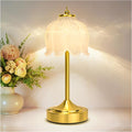 Cordless Lotus Flower Table Lamp, 5200mAh Rechargeable Battery Operated Portable Lamp, 3-Color Dimmable Touch Control Small Desk Lamp for Bedroom, Office, Kitchen, Nightstand,Room Decor(White)